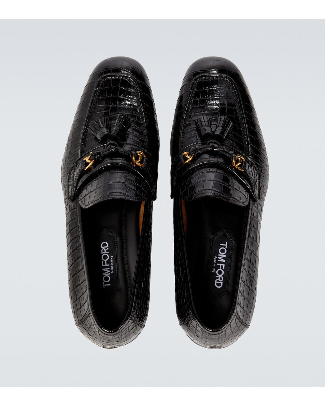Croc effect leather loafers sale