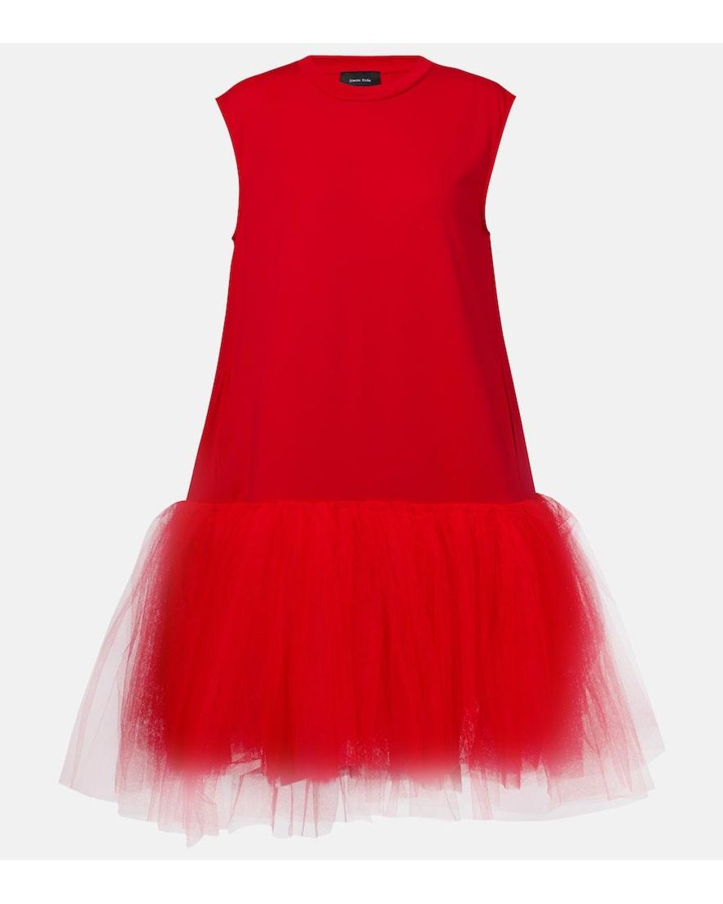 Simone Rocha Tulle-Trimmed Cotton Jersey Minidress in Red | Lyst