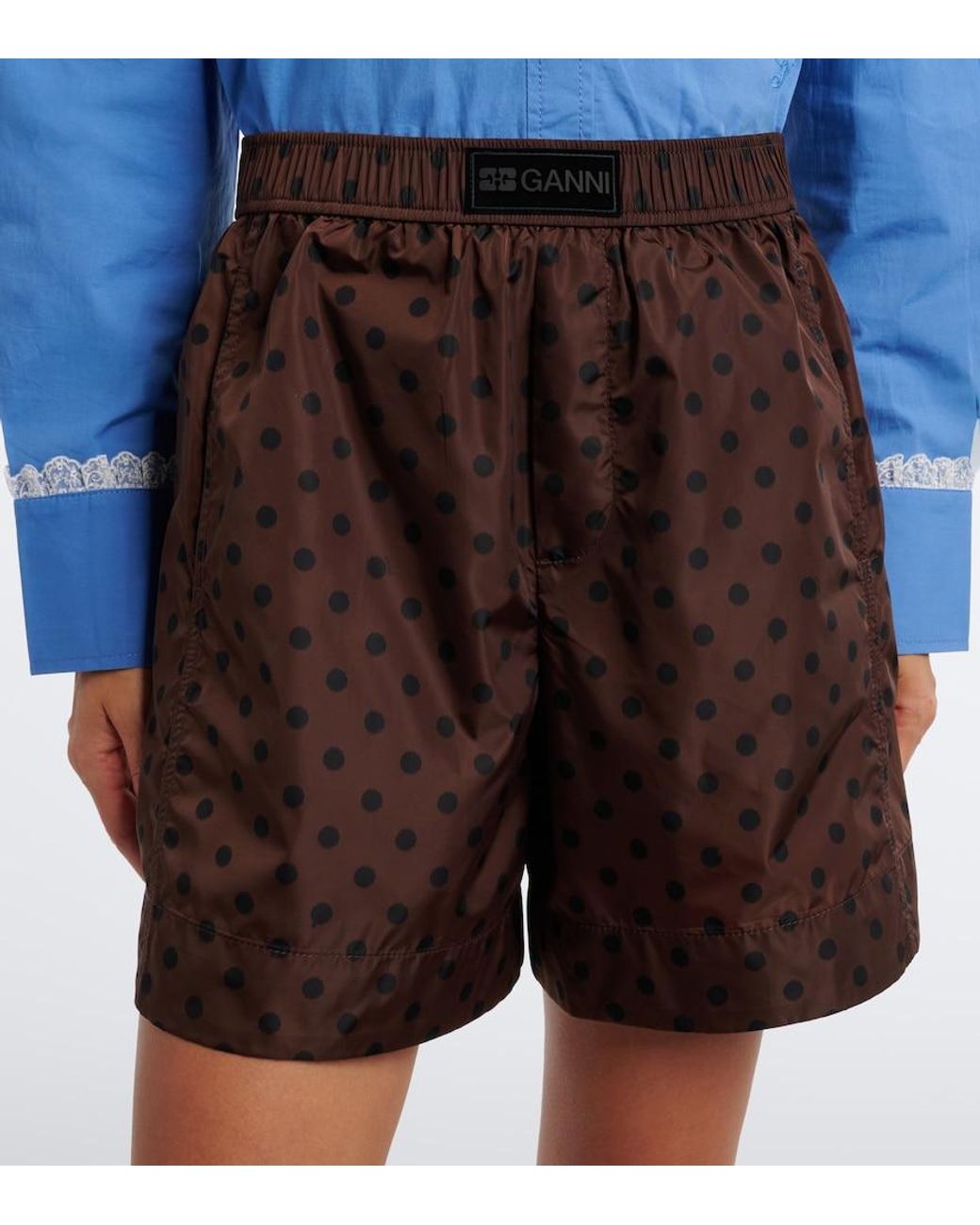 Ganni Brown Polka-Dot Shorts