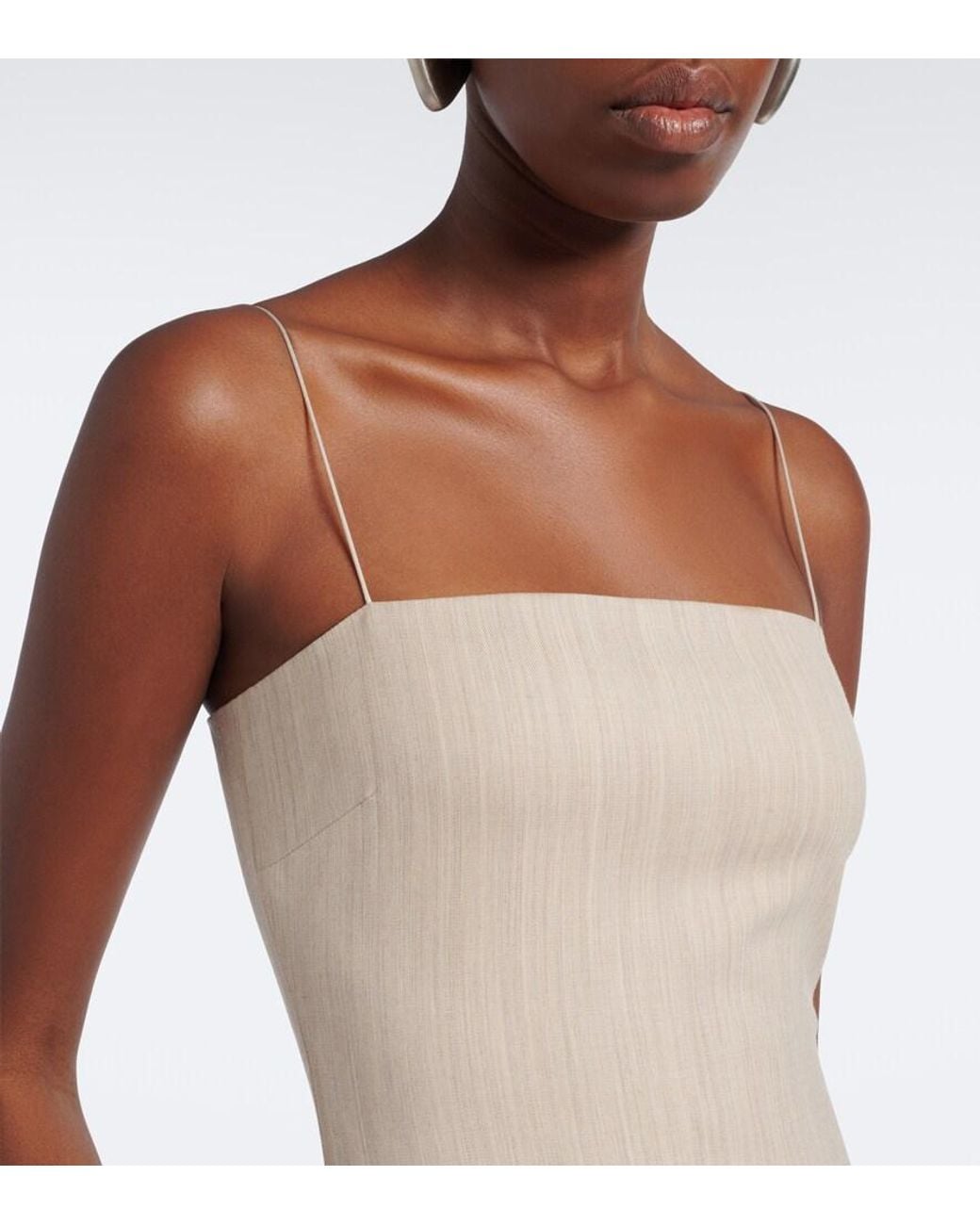 Jacquemus Natural Paradiso Wool-Blend Midi Dress
