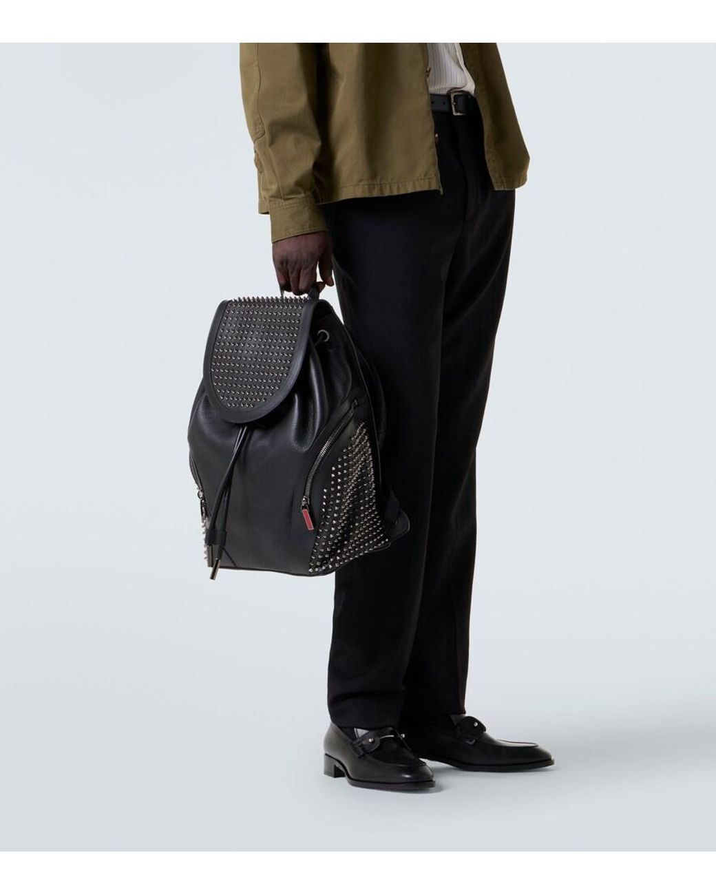 Christian Louboutin Black Funky Embellished Leather Backpack for men