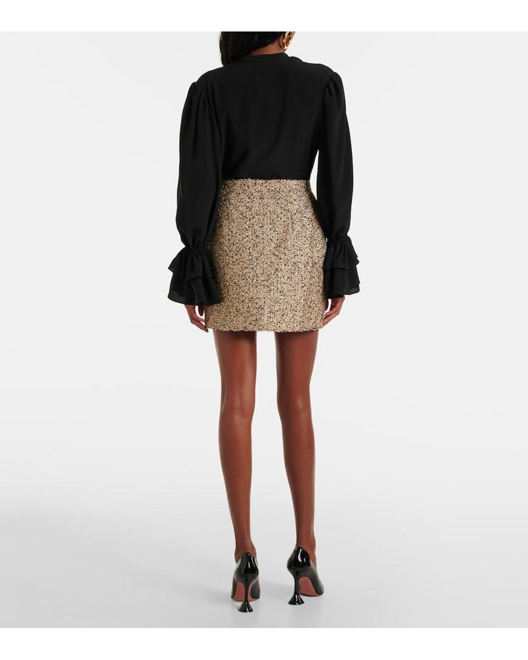 Alessandra Rich Natural Lame Tweed Miniskirt