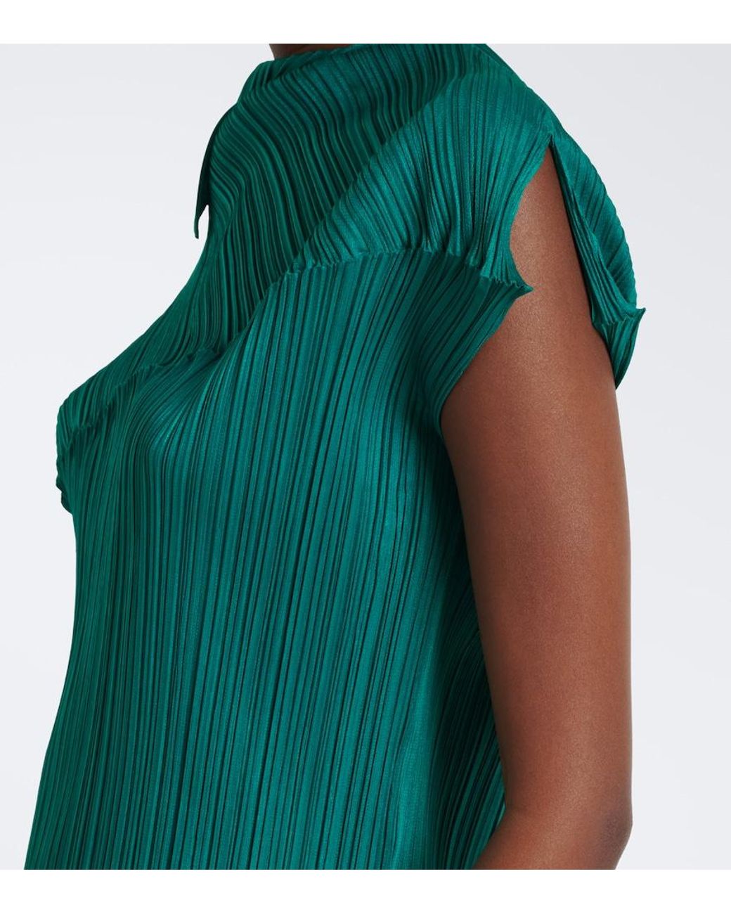 Pleats Please Issey Miyake Green Leap Pleated Top