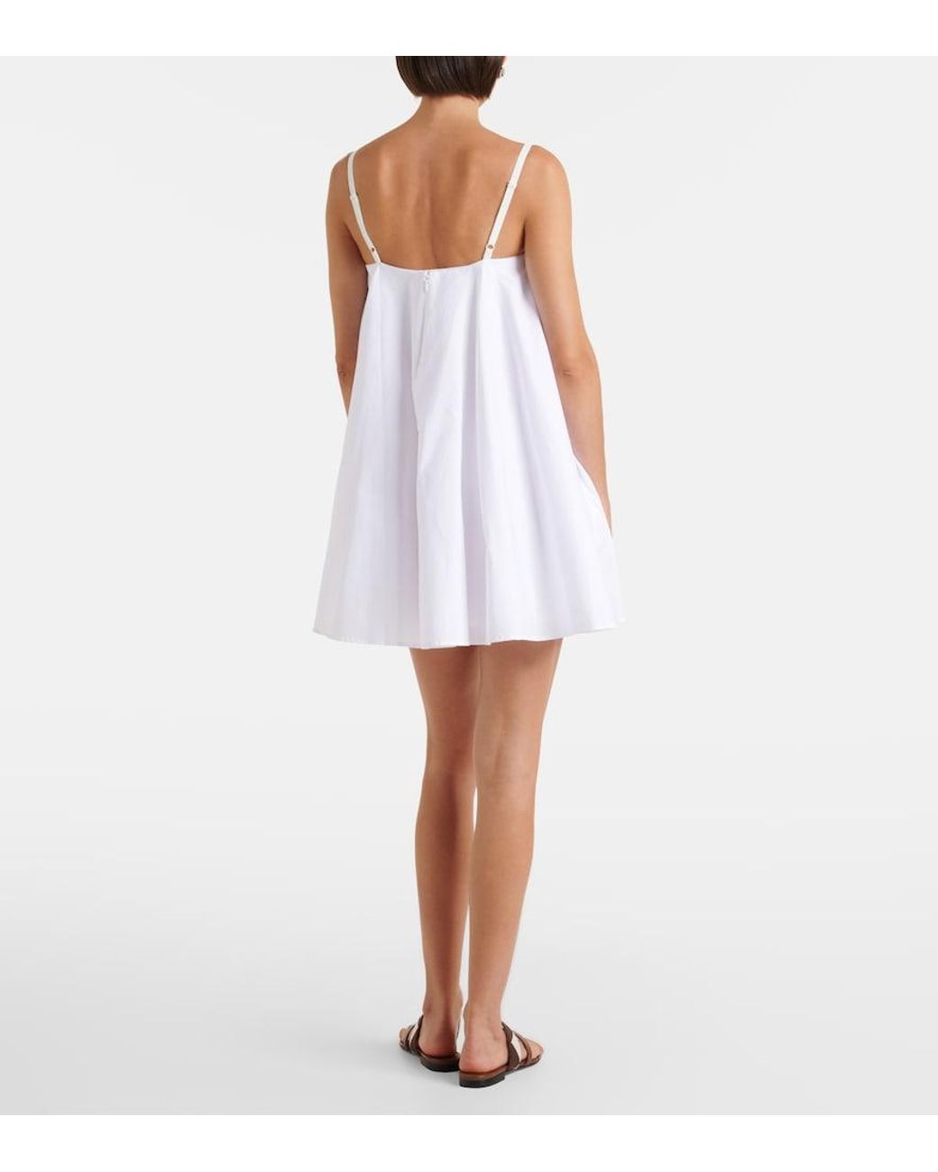 Staud White Cecily Cotton Poplin Minidress