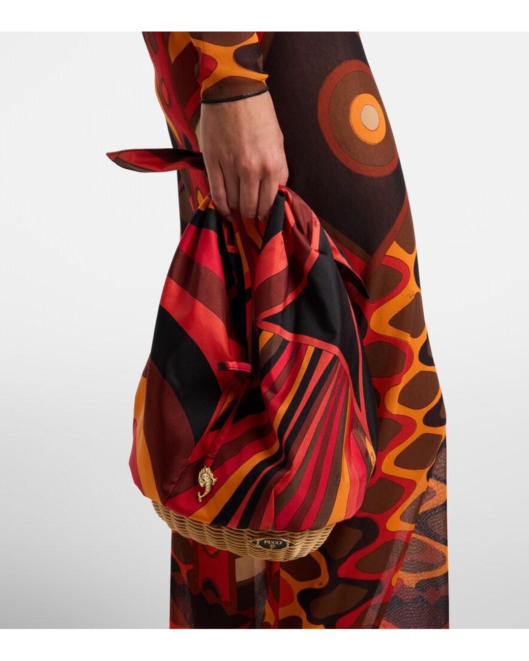 Emilio Pucci Red Picnic Iride Silk Top-Handle Bag