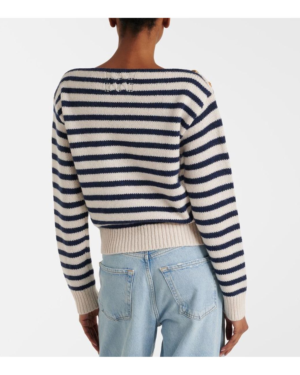 Nili Lotan Blue Tandy Striped Cashmere Sweater