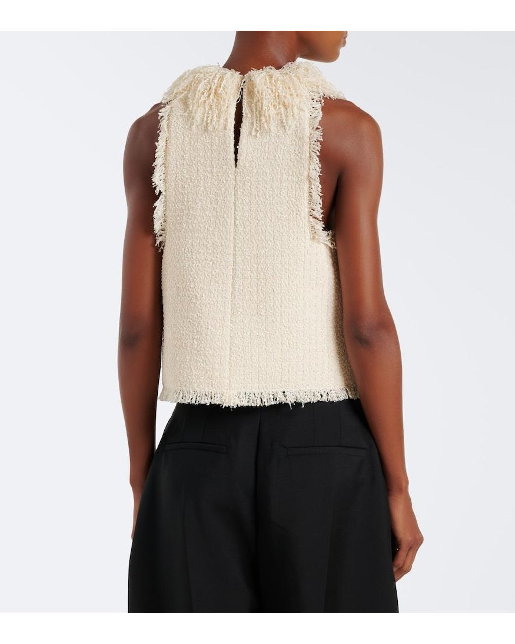 Rohe Natural Fringed Boucle Top