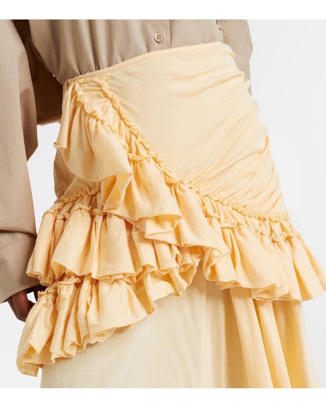 Dries Van Noten Natural Humairah Cotton Midi Skirt