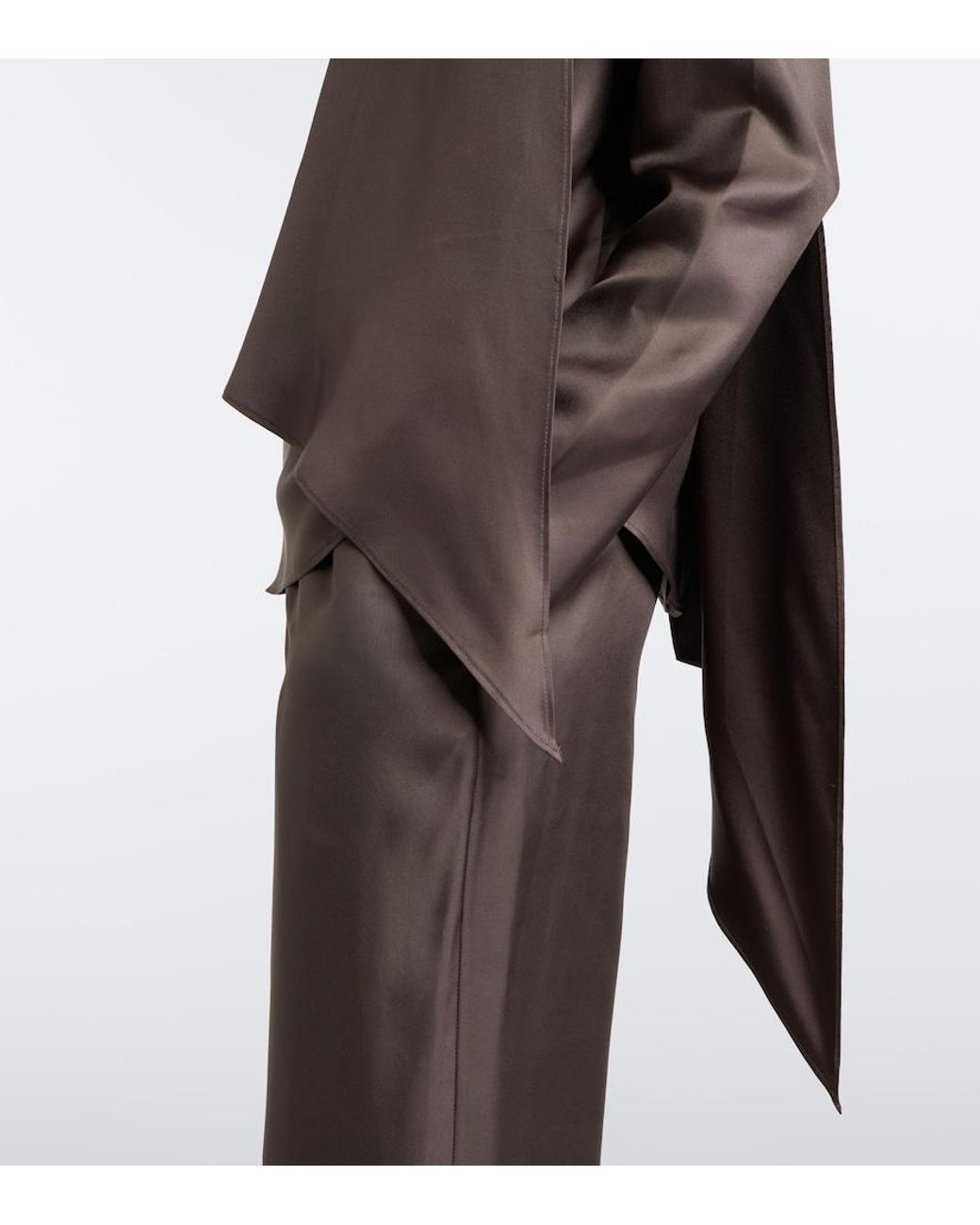 Loulou de Saison Brown Gala Scarf-Detail Silk Blouse
