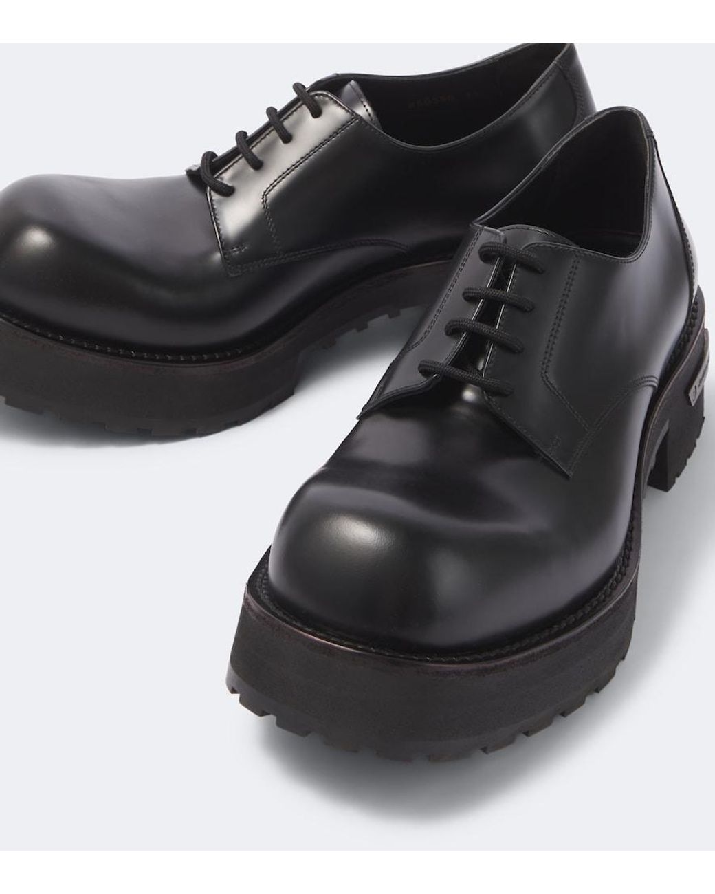 Balenciaga Black Venom Leather Derby Shoes for men