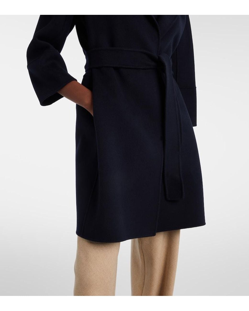 Max Mara Black Wool Wrap Coat
