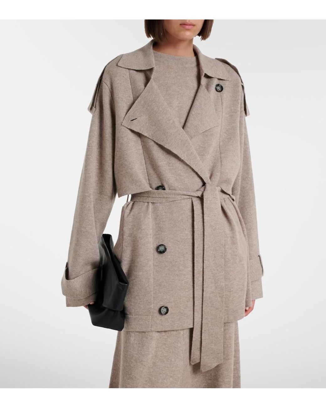 Jardin Des Orangers Natural Cropped Wool And Cashmere Trench Coat