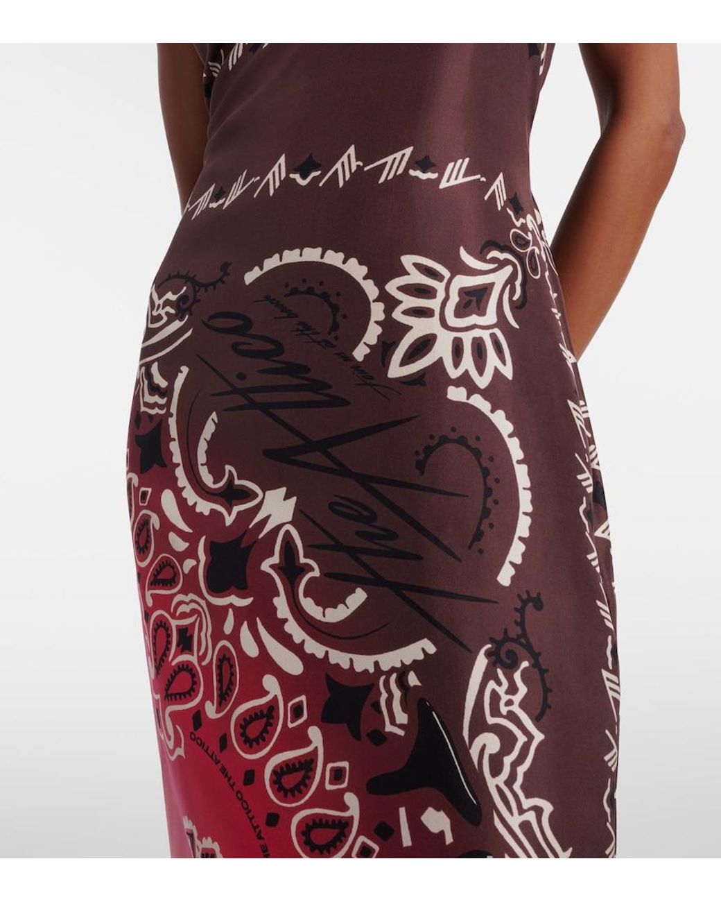 The Attico Red Printed Silk Maxi Dress