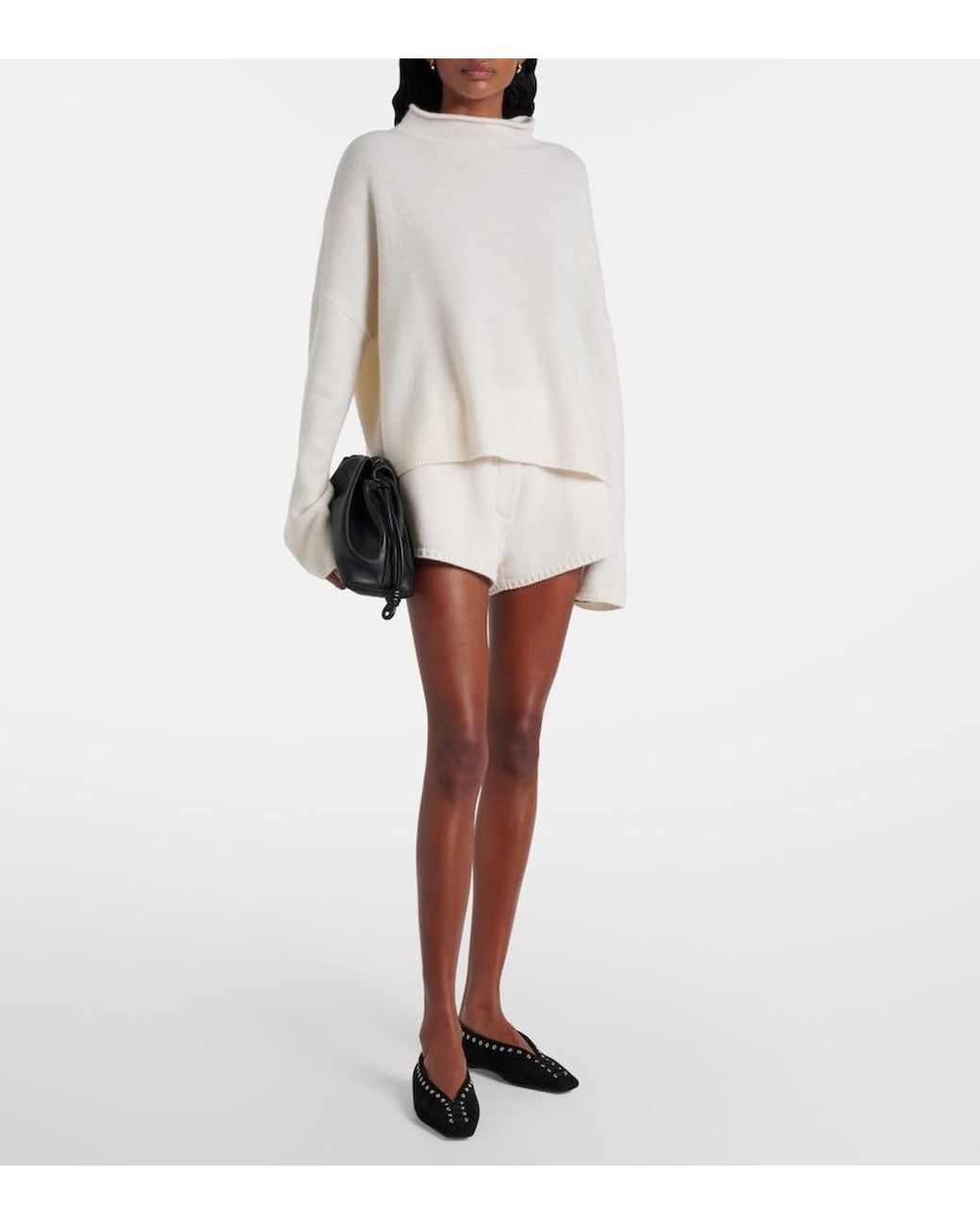 Lisa Yang White Sandy Cashmere Turtleneck Sweater