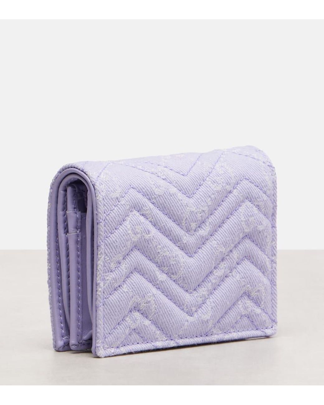 Gucci Gg Marmont Denim Wallet in Purple | Lyst