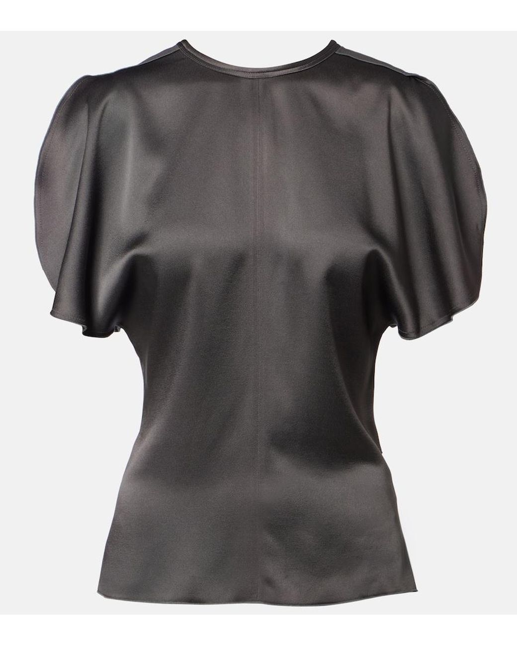 Victoria Beckham Gray Bela Crepe Satin Top