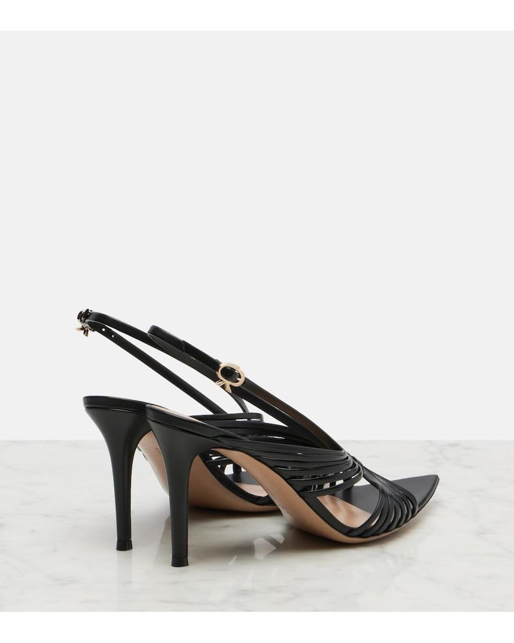Gianvito Rossi Metallic Leather Slingback Sandals