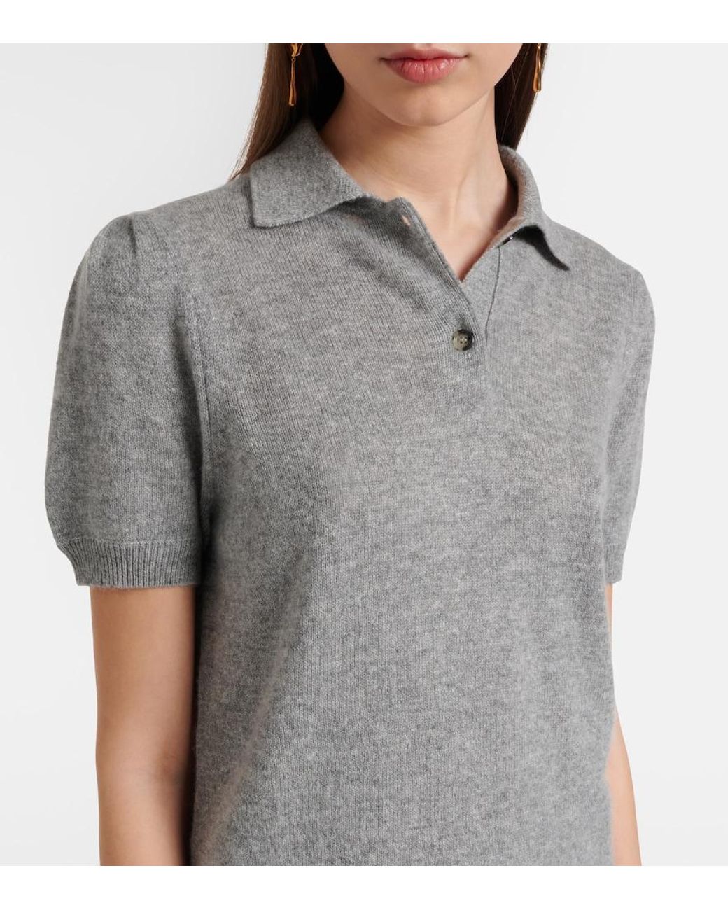 Jardin Des Orangers Gray Cashmere Polo Sweater