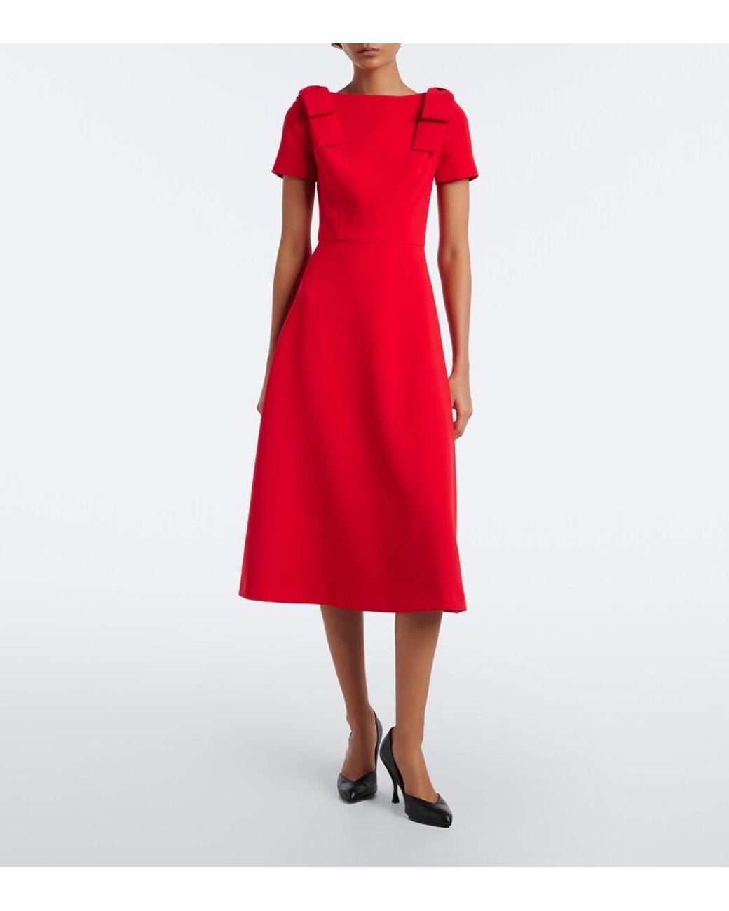 Carolina Herrera Red Bow-Detail Crepe Midi Dress