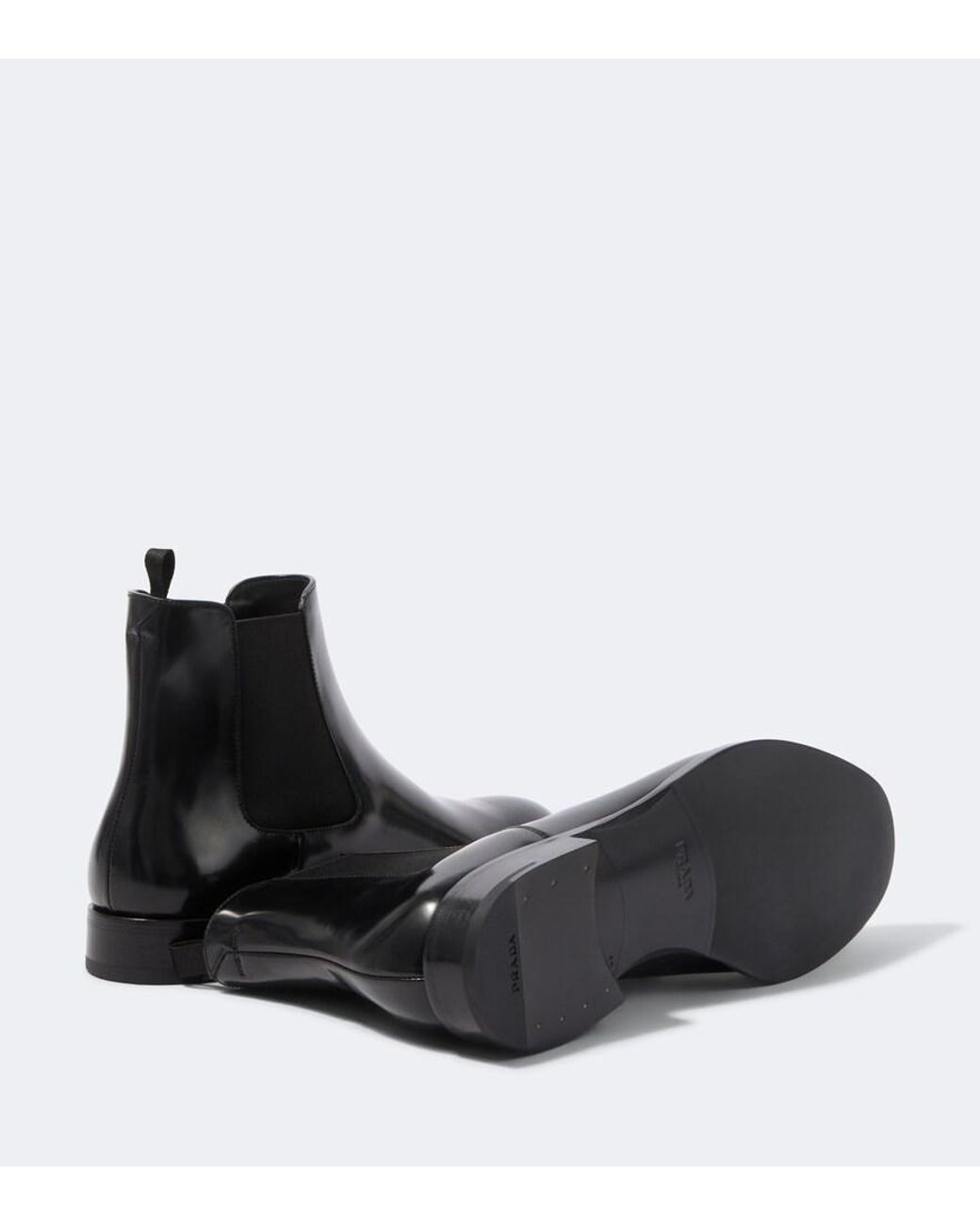 Prada Black Leather Chelsea Boots for men