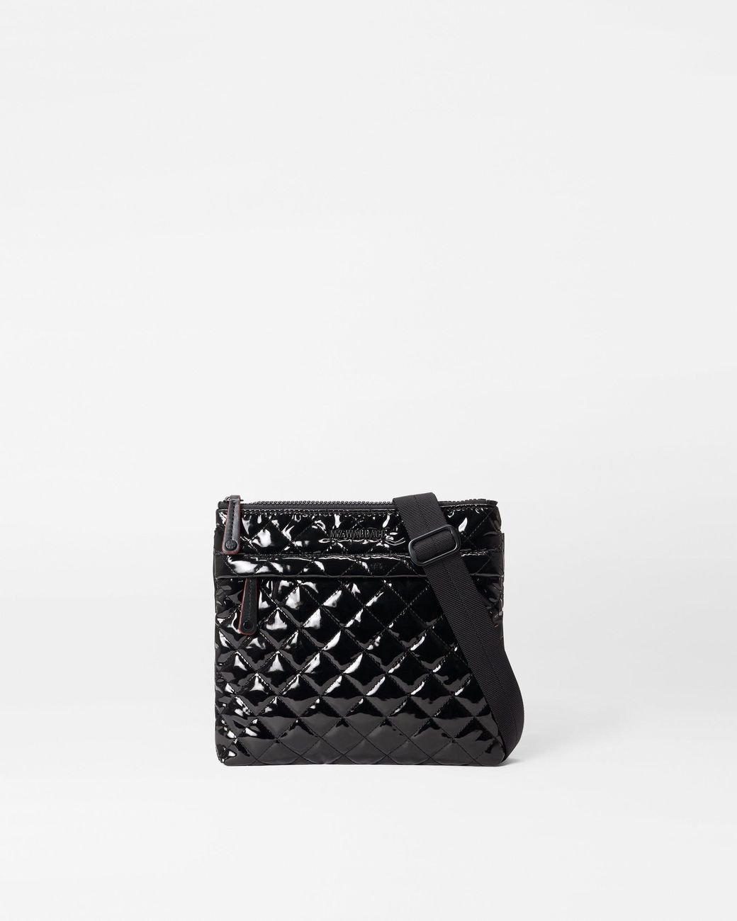 Mz Wallace Black Lacquer Metro Flat Crossbody 