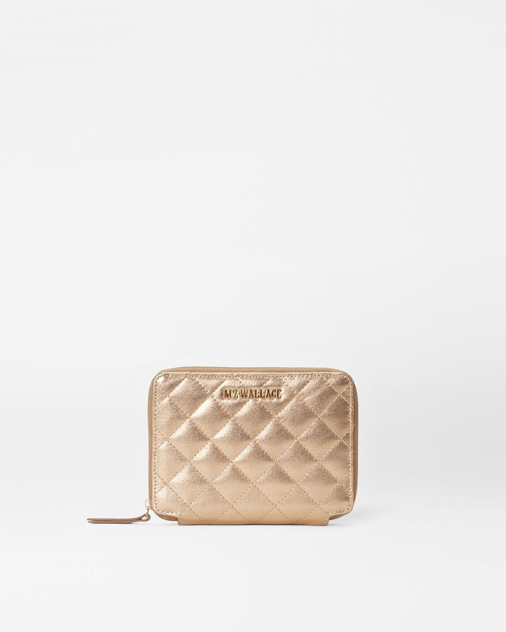 MZ Wallace Honey Metallic Leather Passport Organizer in Natural