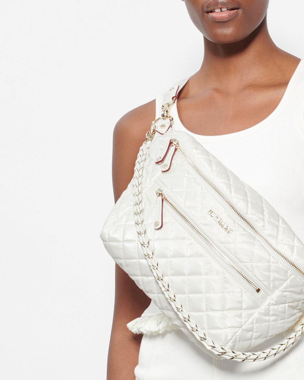 MZ Wallace Pearl Metallic Crosby Crossbody Sling Bag in White Lyst