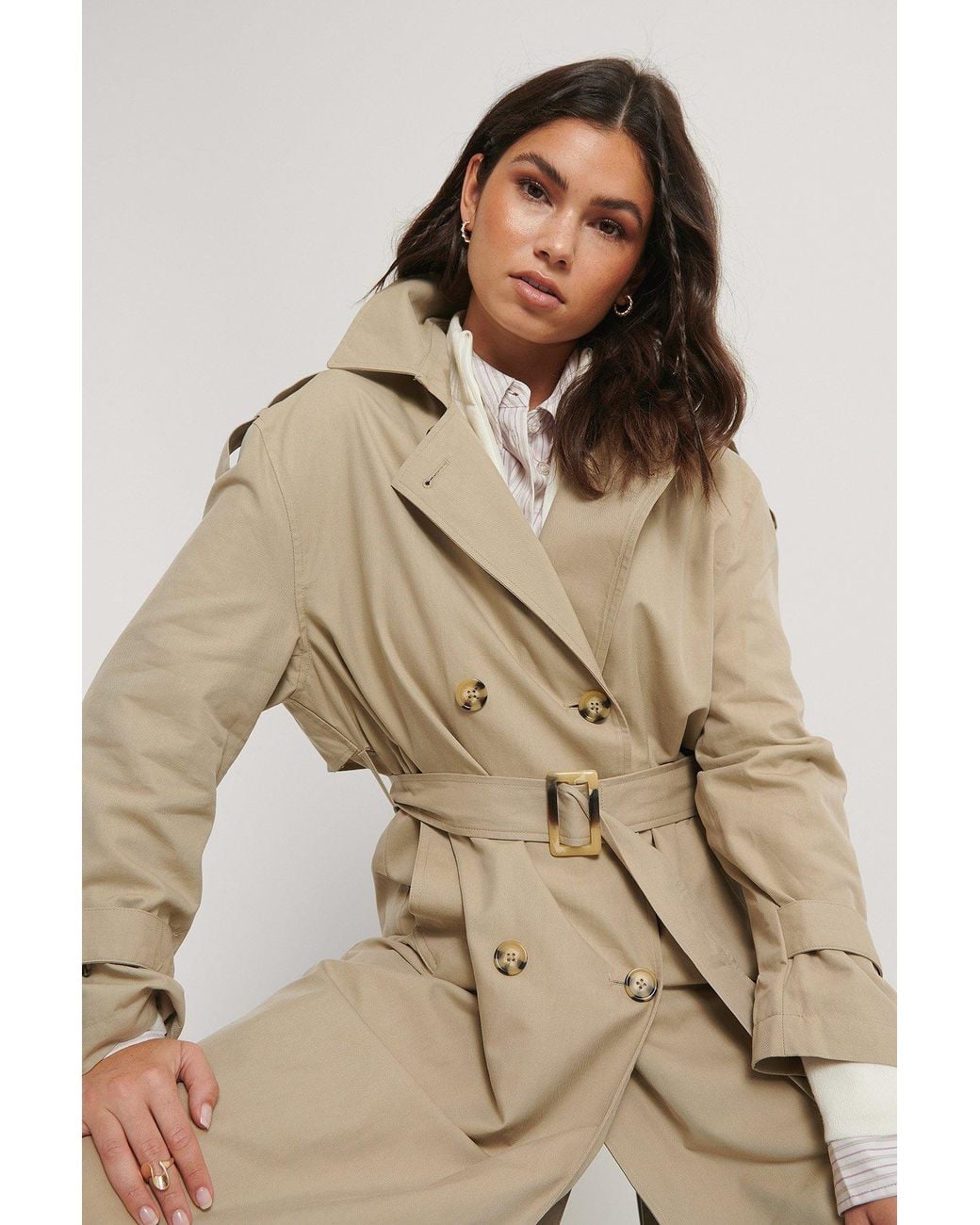 Mango Grey Feb Trench Coat in Gray | Lyst