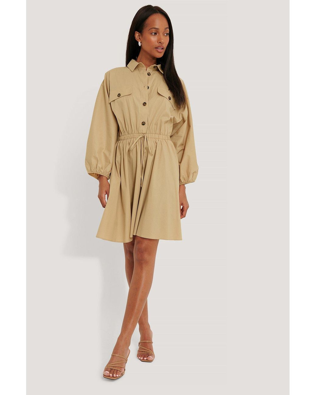 NA-KD Cotton Beige Elastic Waist Long 