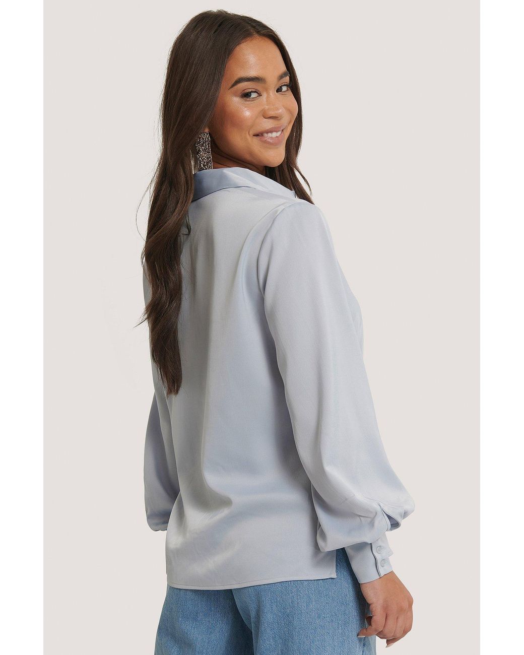 light blue flowy top