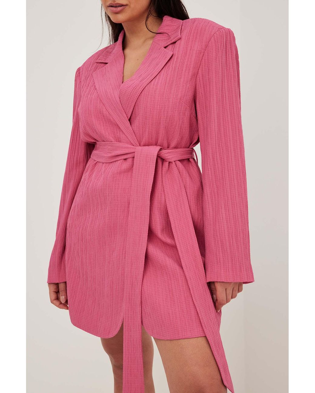 NA-KD Structured Overlap Mini Blazer Dress in Pink | Lyst UK