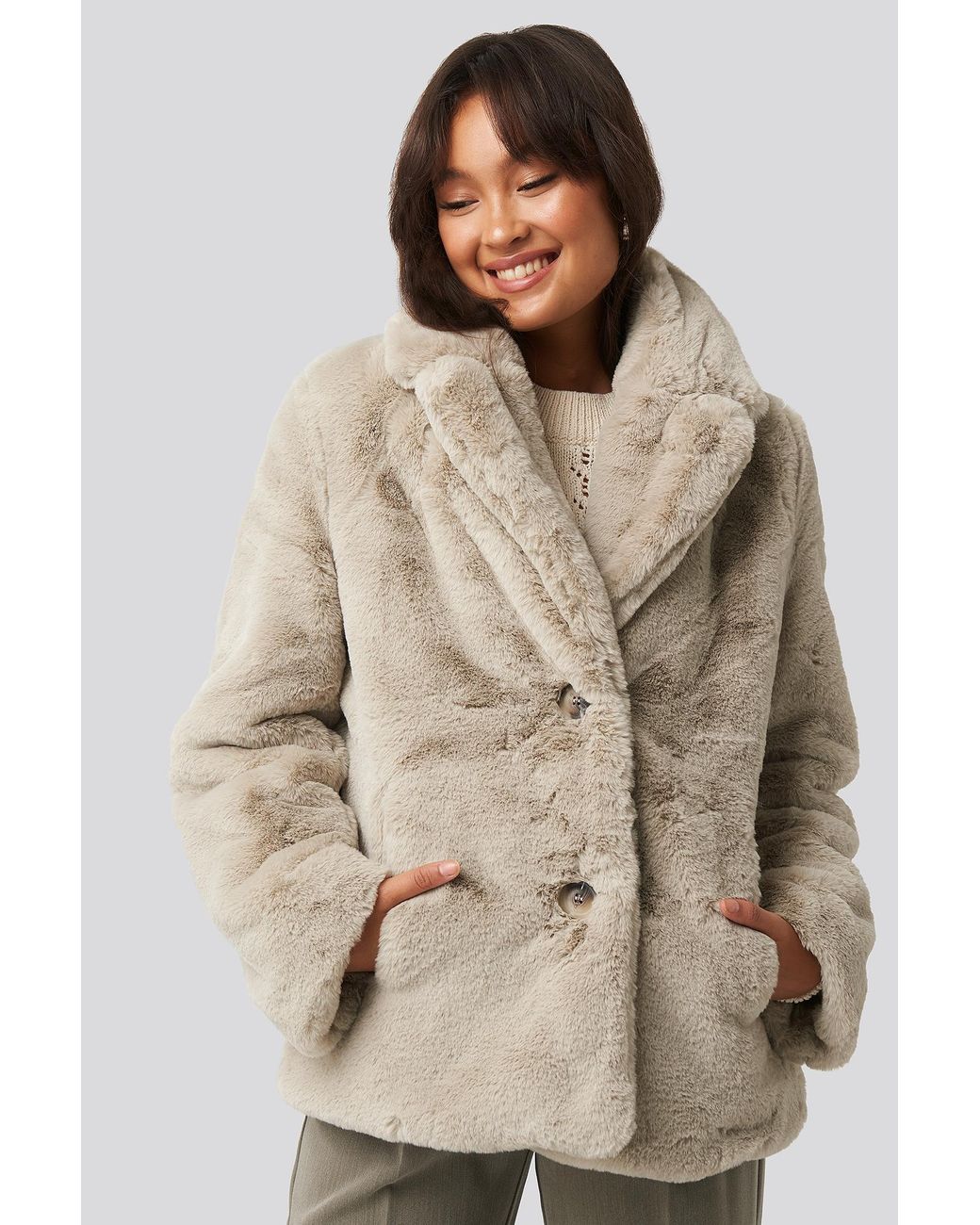 NA-KD Synthetic Beige Colored Faux Fur 