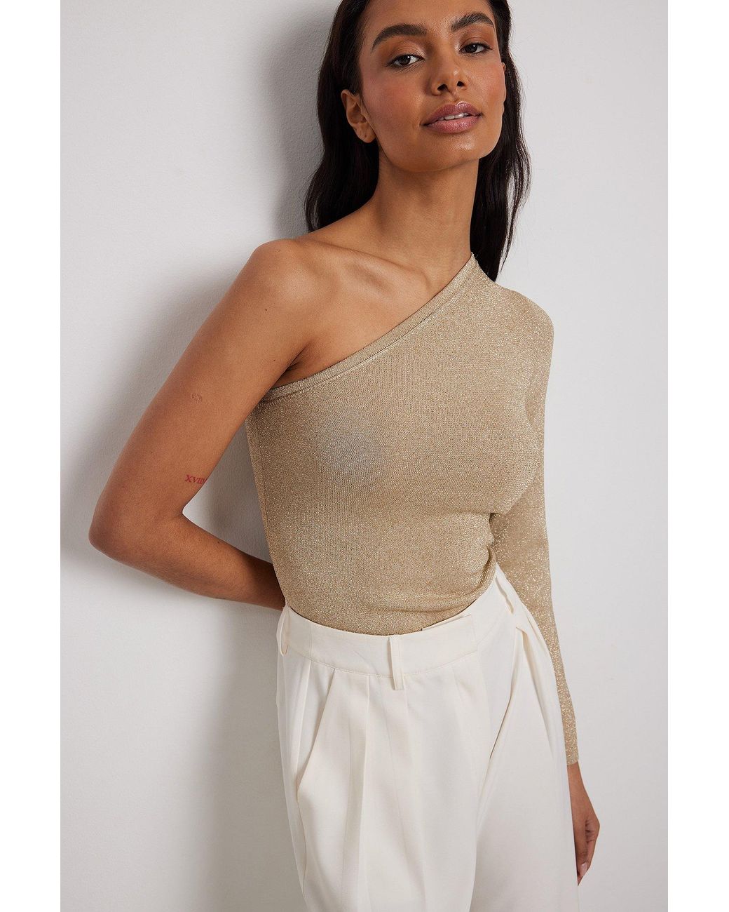 gold one shoulder top