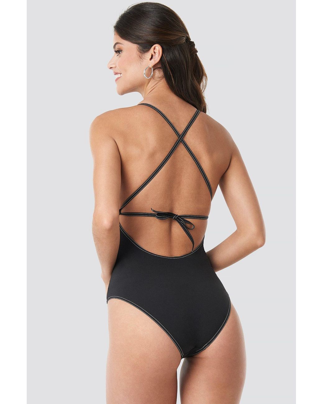 Calvin Klein Black Apron One Piece Swimsuit | Lyst