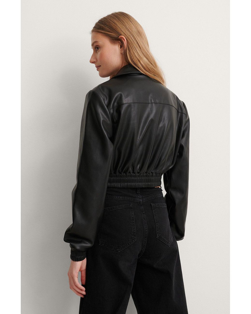 cropped pu jacket