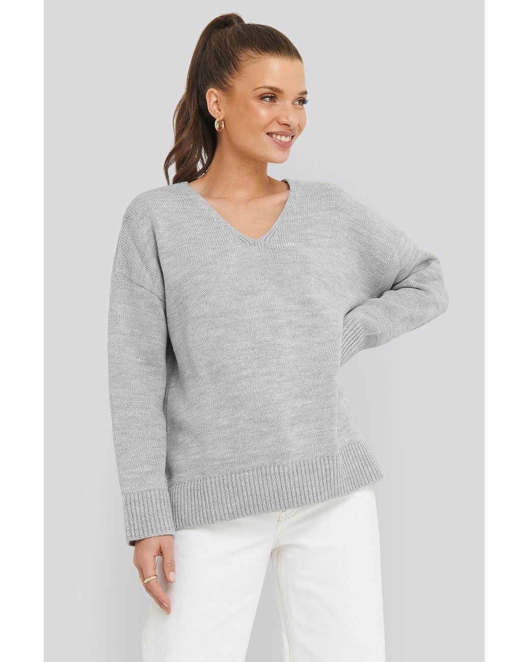 oversized v neck jumper womens