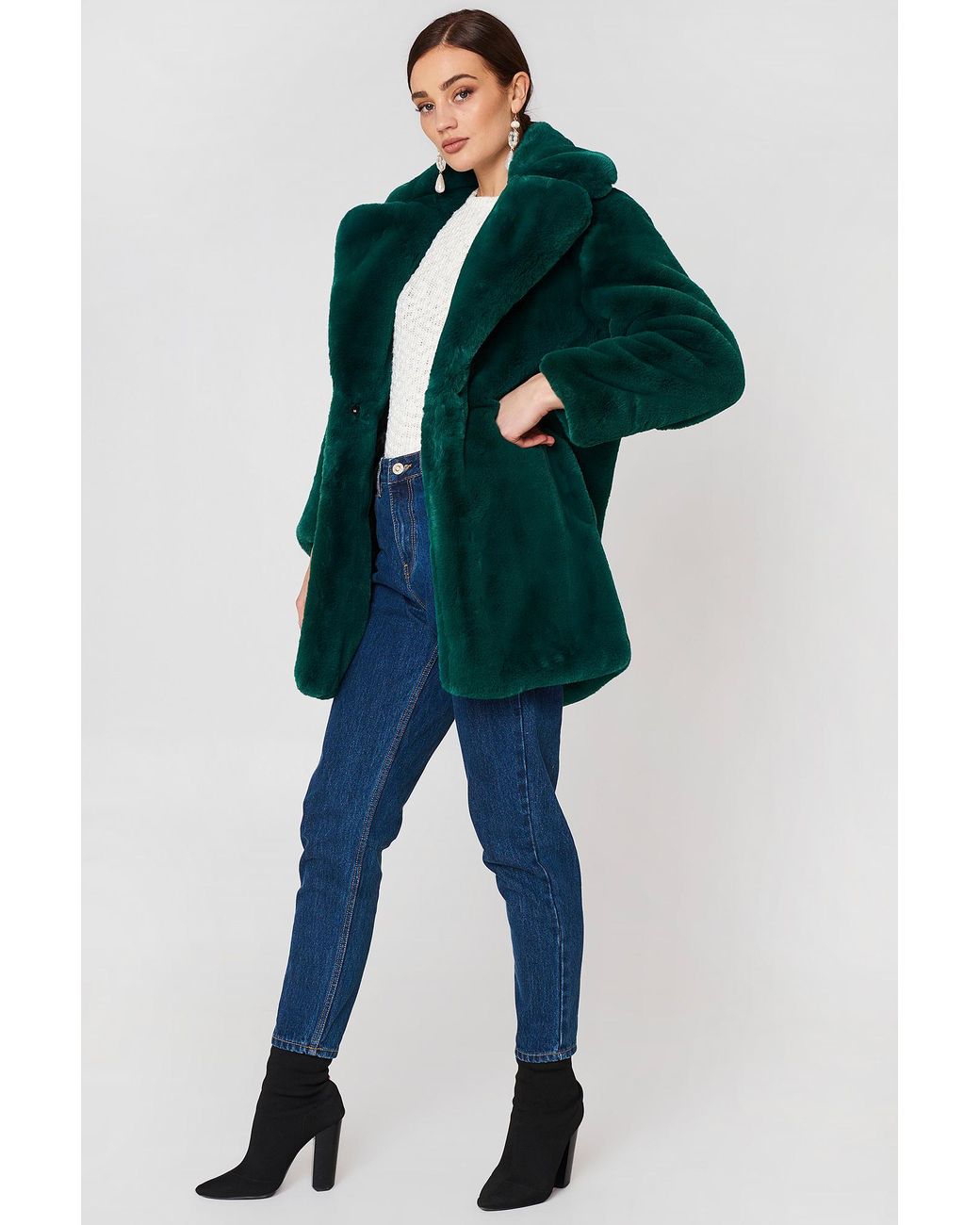 Green Fur Coat Mango atelieryuwa.ciao.jp
