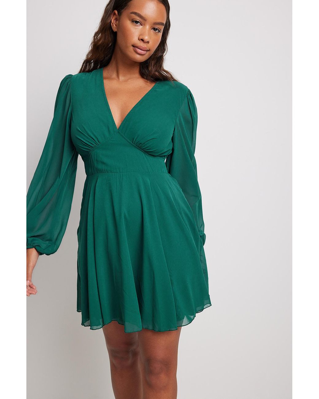 green chiffon cocktail dress
