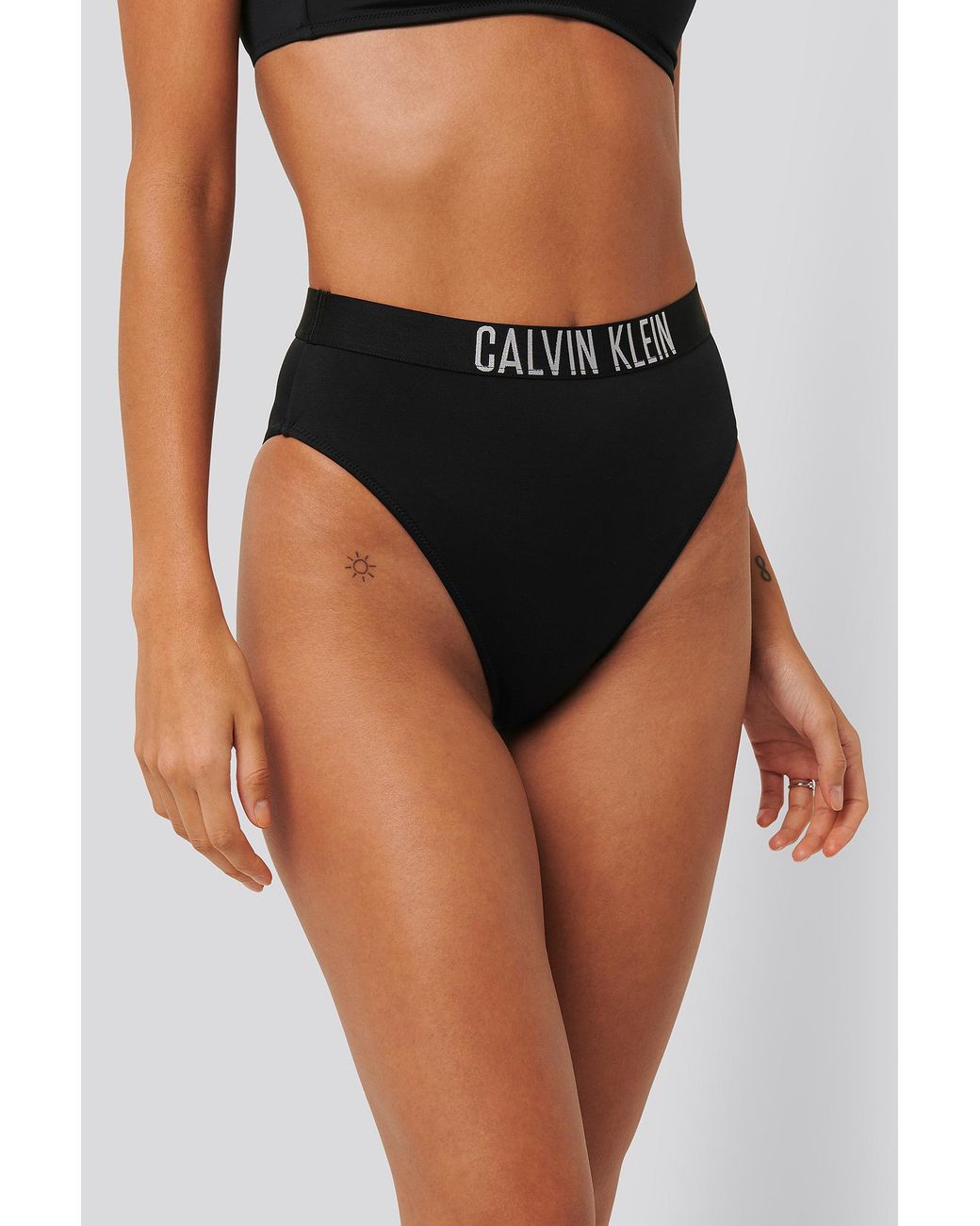 Calvin Klein High Waist Cheeky Bikini in Black | Lyst