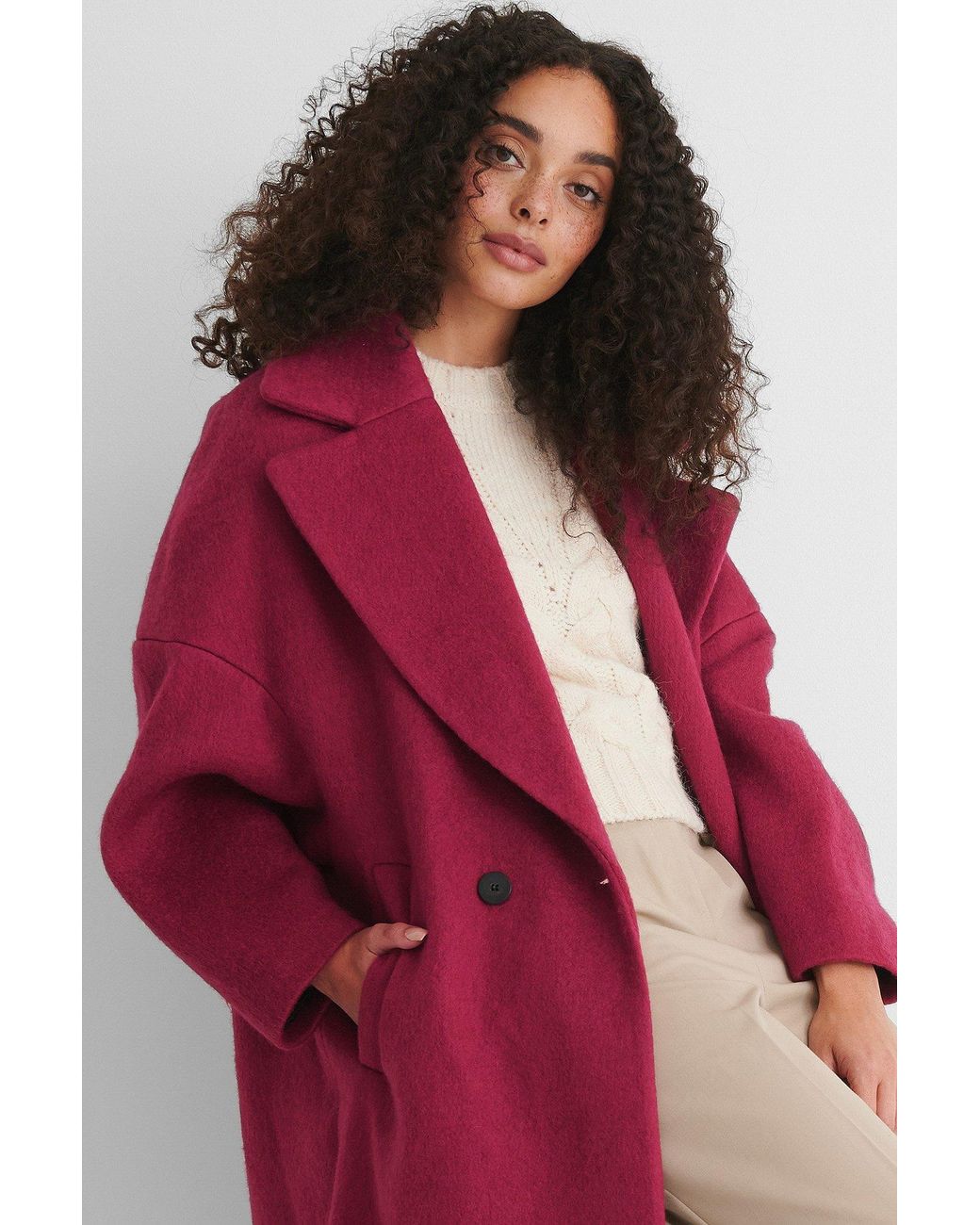 Mango Pink Coctel Coat in Red | Lyst