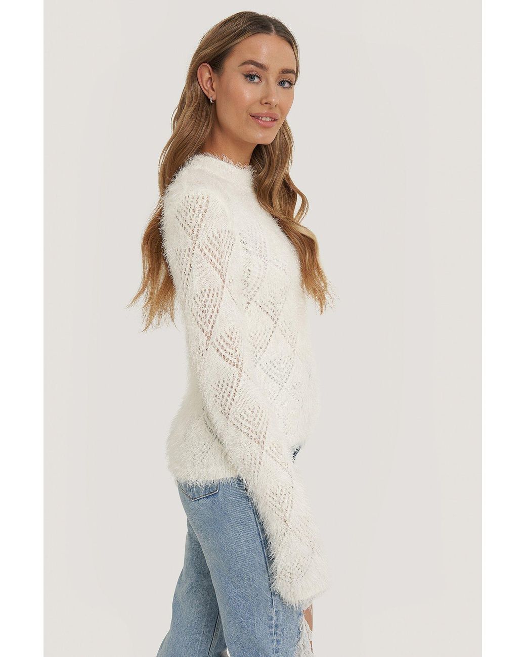 white feather cardigan