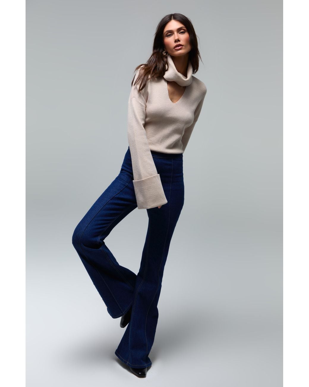 TOP Blue Nadine Merabi Amber Stone Knit Bodysuit