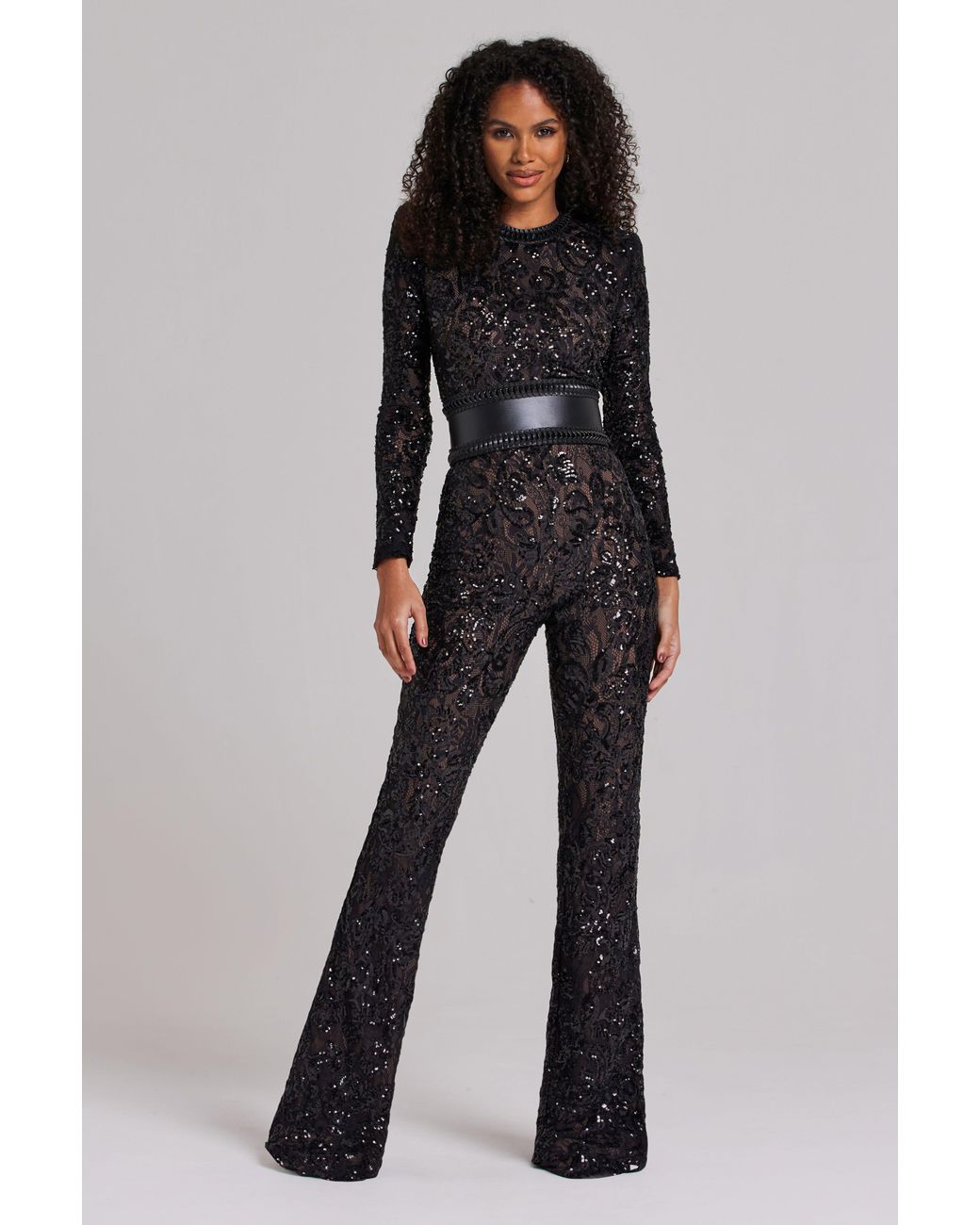 Nadine Merabi Black Bella Dark Nude Jumpsuit