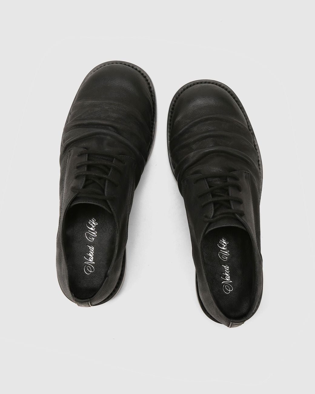 Naked Wolfe Black The Wrinkled Derby Leather