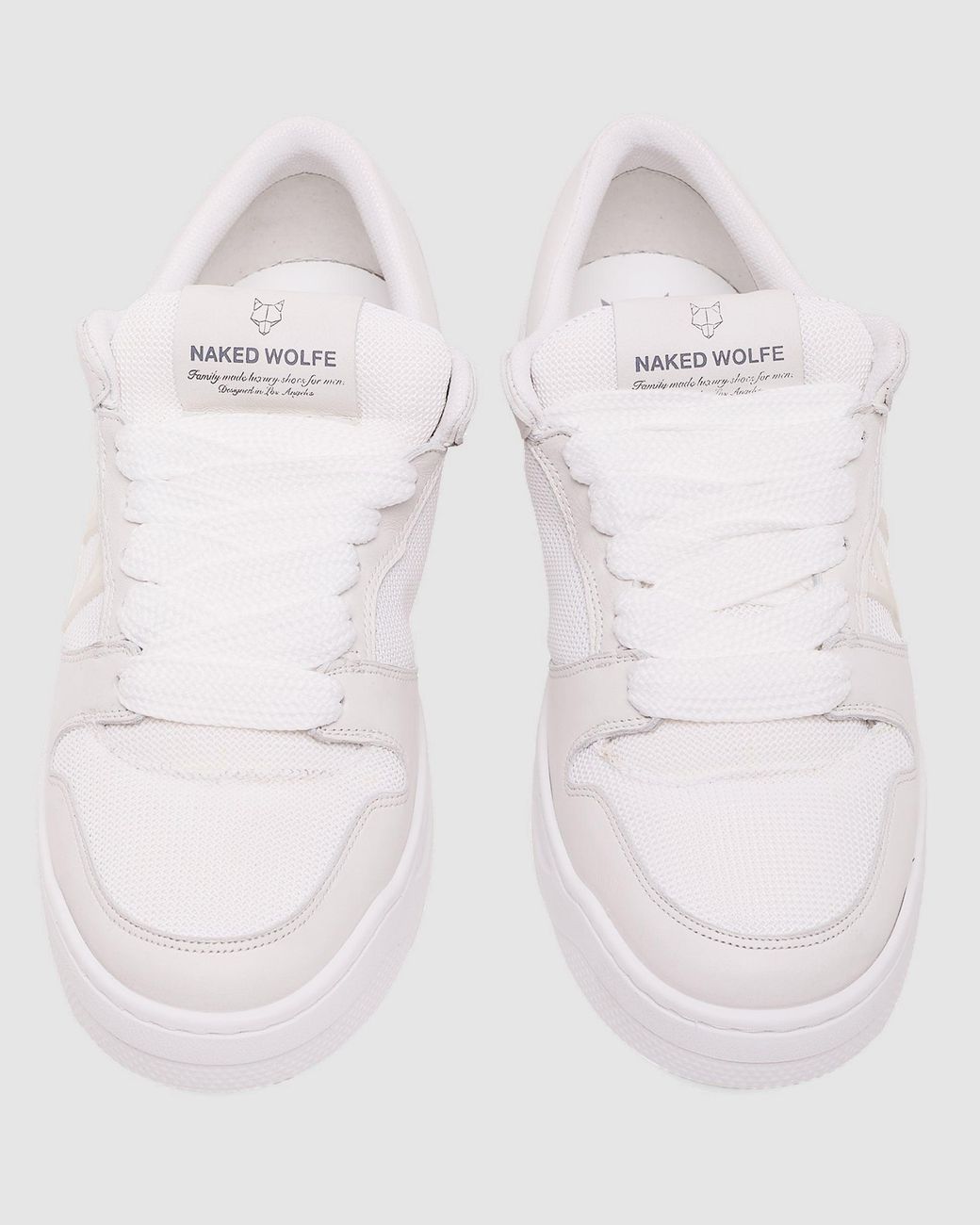 Naked Wolfe Mesh Triple White Slip-On Sneakers