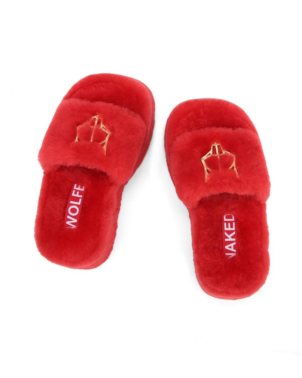 Naked Wolfe Shearling Square-Toe Slippers in Red | Lyst