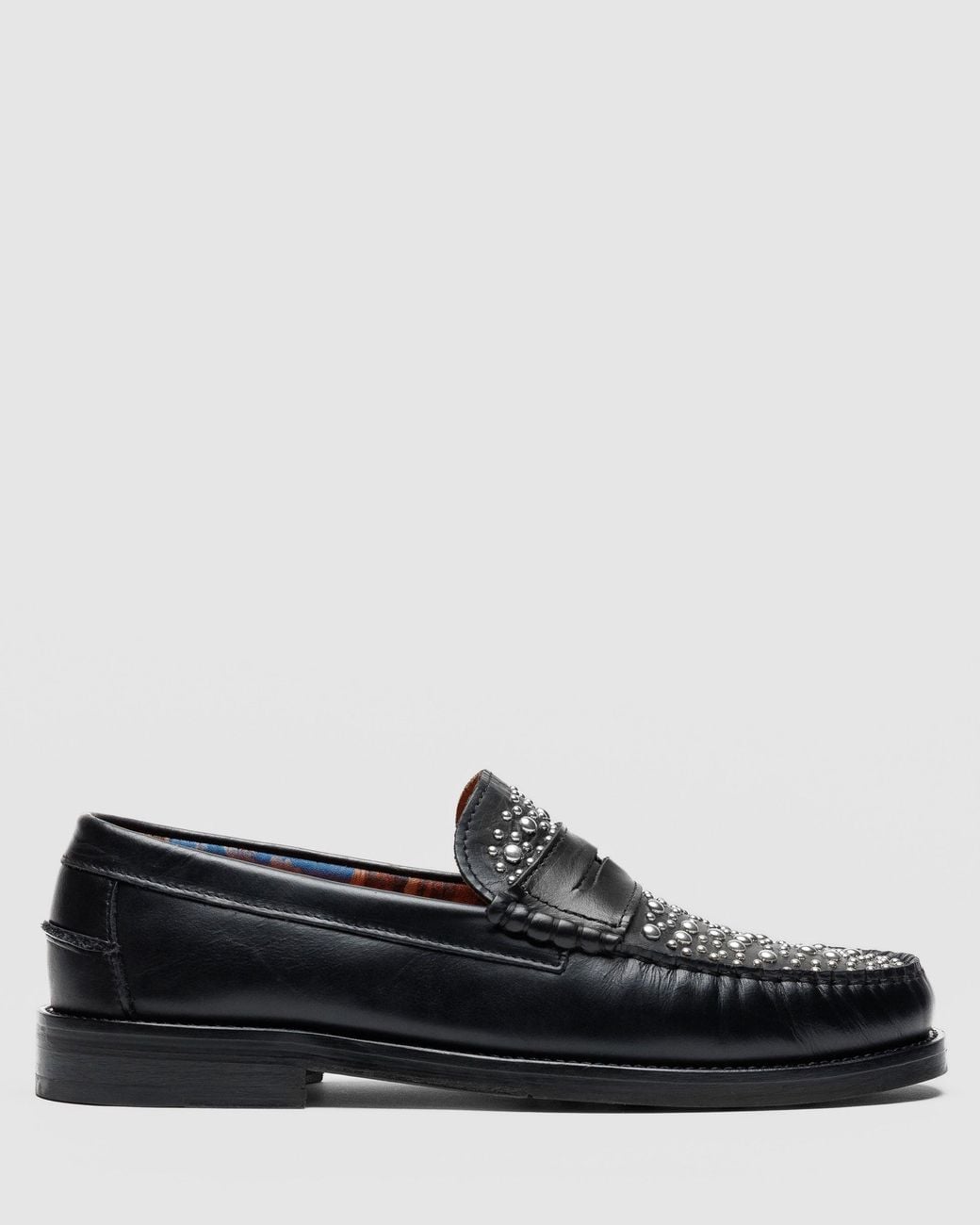 Naked Wolfe Black Portuguese Leather Studded Snuff Loafers