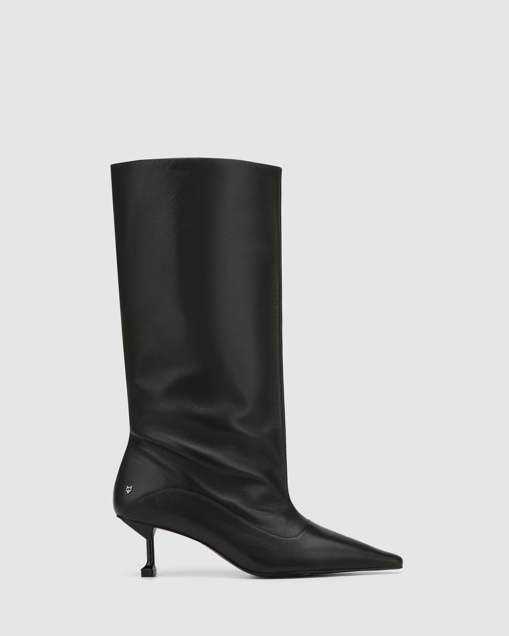 Naked Wolfe Black Pointed Toe Leather Mid-Calf Boots