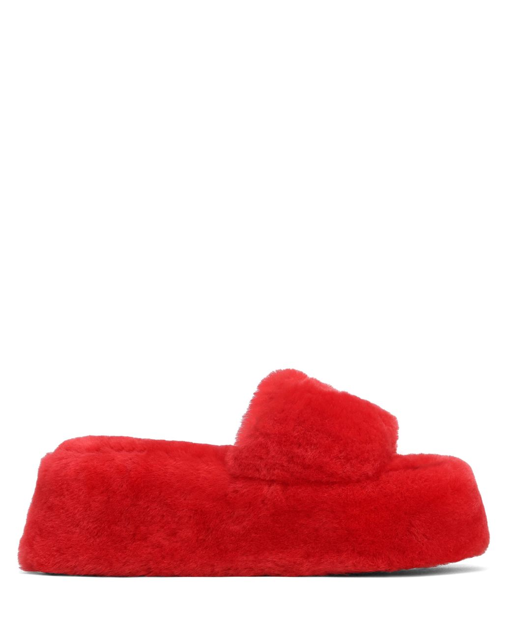 Naked Wolfe Shearling Square-Toe Slippers in Red | Lyst
