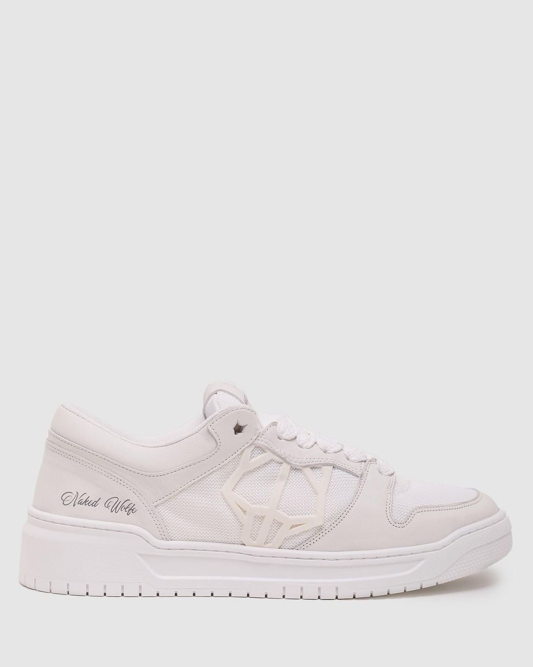 Naked Wolfe Mesh Triple White Slip-On Sneakers